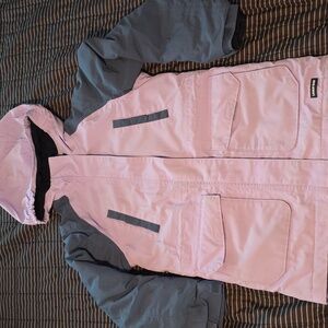 Lands' End Kids Hooded Puffer Jacket - Light Purple and Gray